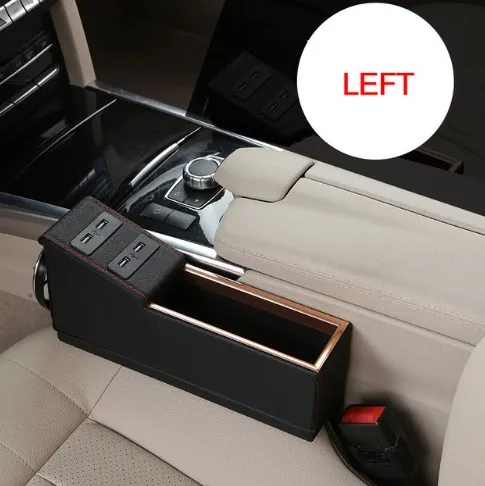 Car Seat Box Crevice Organizator Magazynowy USB Ładowanie Multi Funkcja PU Skóra w samochodowym Uchwyt na telefon Kieszonkowy Wnętrze Akcesoria samochodowe