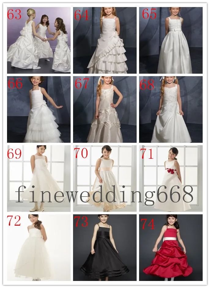 Frezing Strappy Oszałamiający nowy efektowny balowy suknia Flower Girl Dresses Taffeta Girl's Controselka Shippin A192502