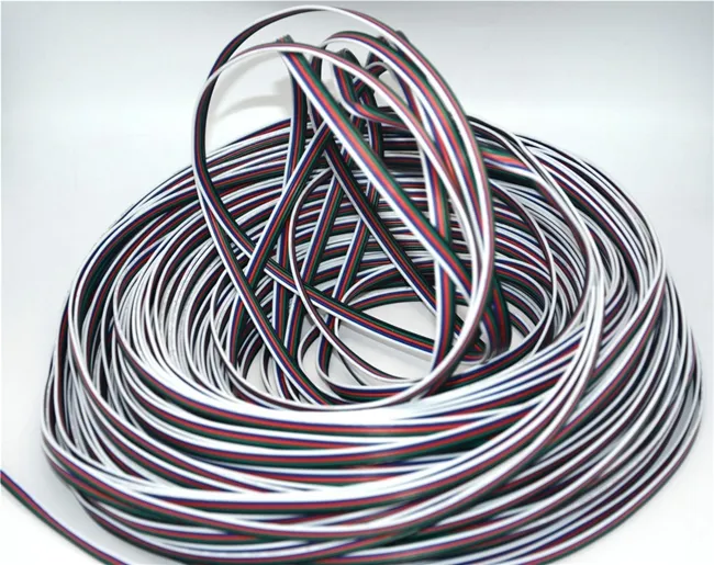 100M 5-stifts ledning flexibel rgbw kabel förlängningskabel sladdkontakt För RGBW 5050 led strips ljus