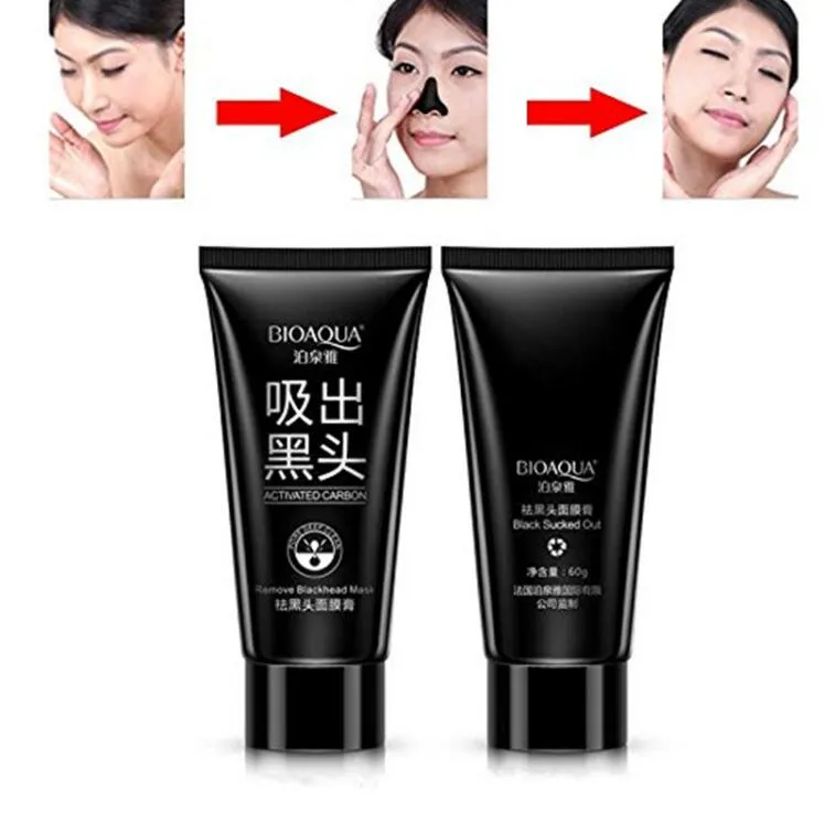 BioAqua 60g Deep Cleansing Purifying Peel Blackhead Remover Black Mud Acne Face Mask Face Care Sug Nose Blackhead Remover