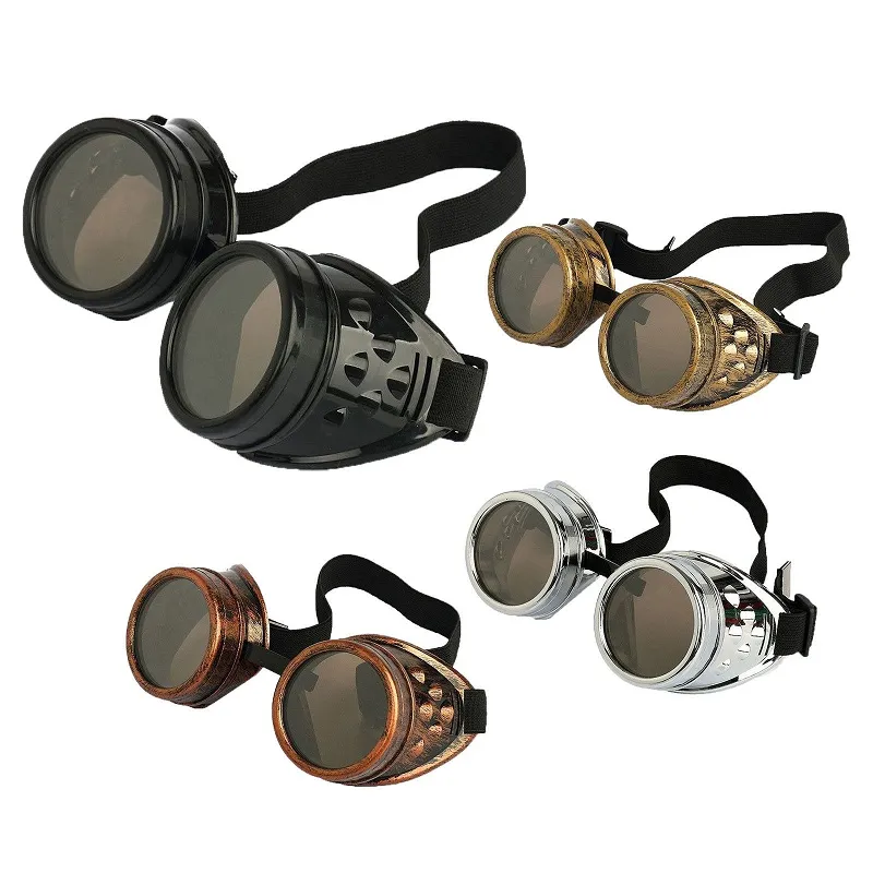 نظارات سايبر نظارات steampunk لحام القوطي تأثيري خمر نظارات ريفي 10 قطع