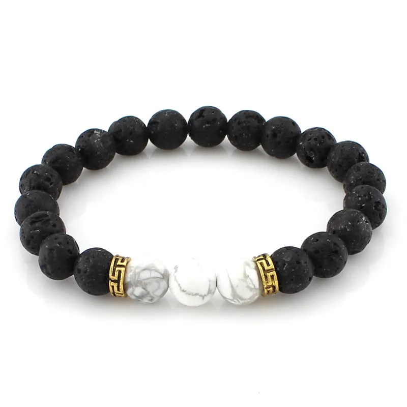 Bracelet en pierre de lave noire Naturel Naturel Chakra Lava Bead Aromathérapie Essential Diffuseur Bracelet pour femme