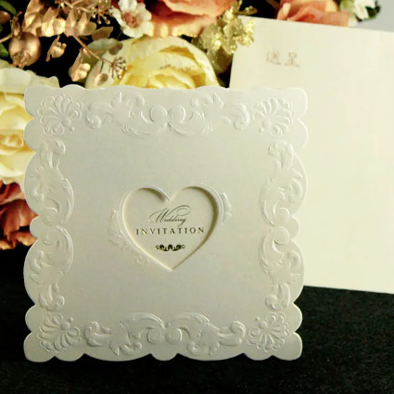 Convites de casamento Cartões de convite criativos de alta qualidade personalizados 3 Fold Heart Decoration convites