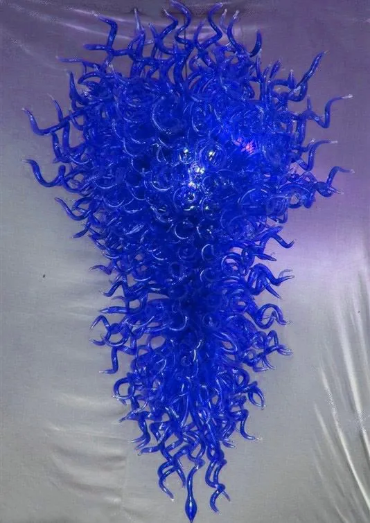 100% soufflé à la bouche CE UL Borosilicate Murano Verre Dale Chihuly Art Cobalt Bleu Lampe Lustre En Verre Italien