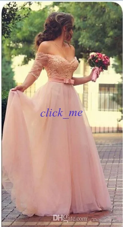 Abiti da ballo rosa primaverile con mezze maniche innamorate perle perle perle abiti da sera lunghi abiti da sposa Tulle Beach Brids4584552