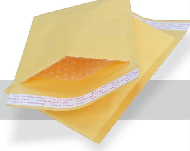 Wholesale Golden Kraft Paper Envelopes With PE Bubble Cushioning And