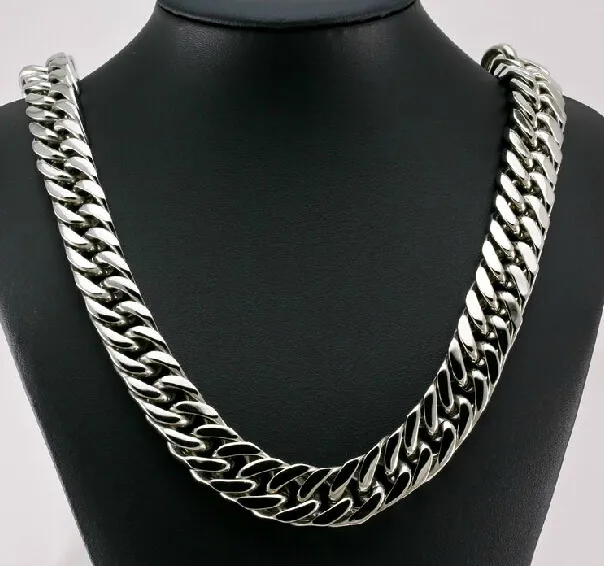 Ny stil Cool Män Smycken 15mm 24 '' Enorma stora rostfritt stål Heavy Chunky Curb Link Necklace Chain för Xmas / Semestergåvor