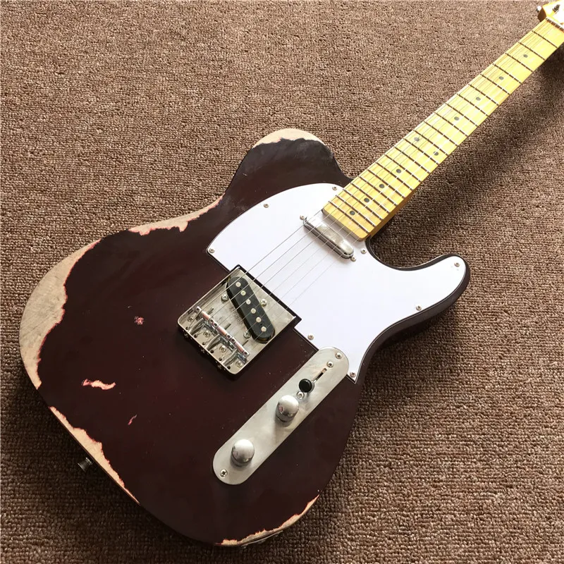 カエデのフィンガーボードポイントのインレイを持つ赤い色の手作りの古い古い新しい到着の熱いギター