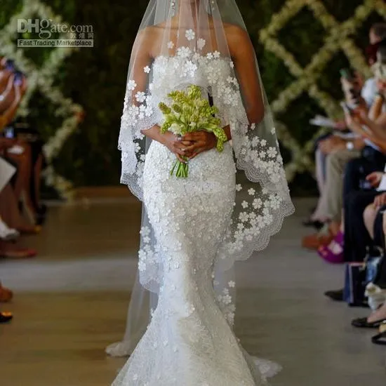 2019 Nowy elegancki syrena Oscar del la Renta Spring Spring Bridal Strape Bezpośrednia koronkowa długość podłogi Suknie ślubne Suknie ślubne na zamówienie Bridal G267o