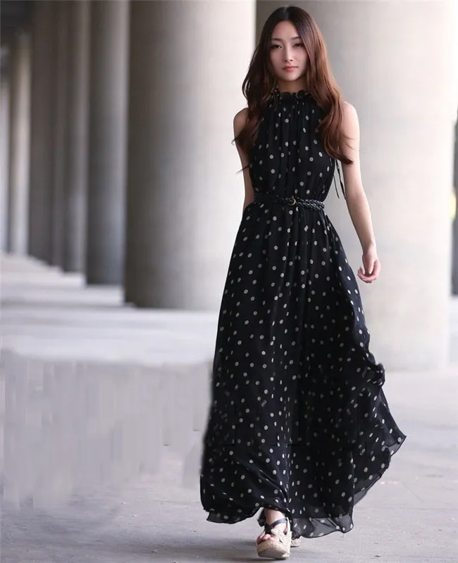 Chiffon Blouse Sexy Women Floral Summer Beach Party Evening Long Chiffon Dress Sundress