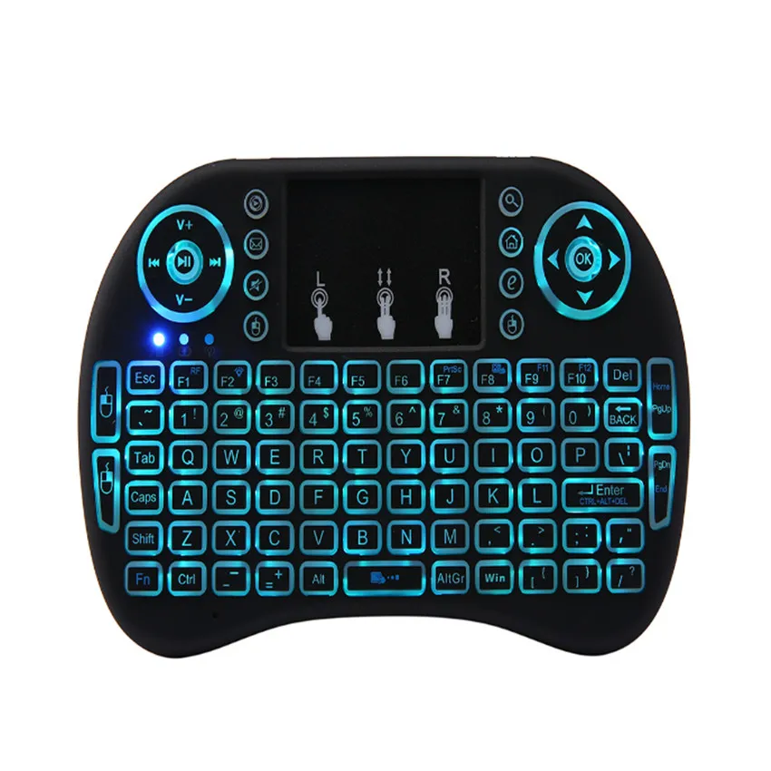 I8 Mini-Tastatur, 2,4 g Handheld-Touchpad, wiederaufladbarer Lithium-Akku, kabellose Fly-Air-Maus-Fernbedienung mit Hintergrundbeleuchtung, 10 Stück/Menge