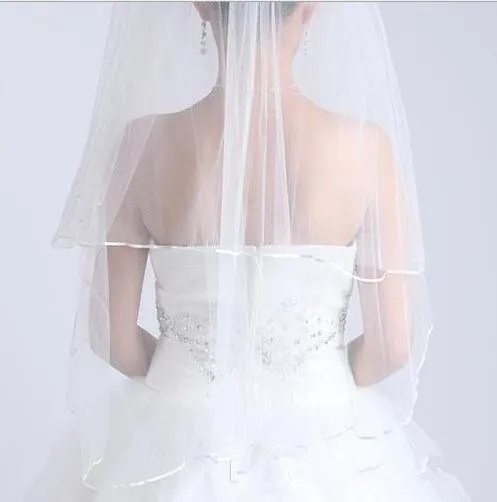 Cheapest Two-Layer Wedding Veils Real Garden Veils Shoulder-Length With Comb High Quality White Veils for Wedding HT50245S