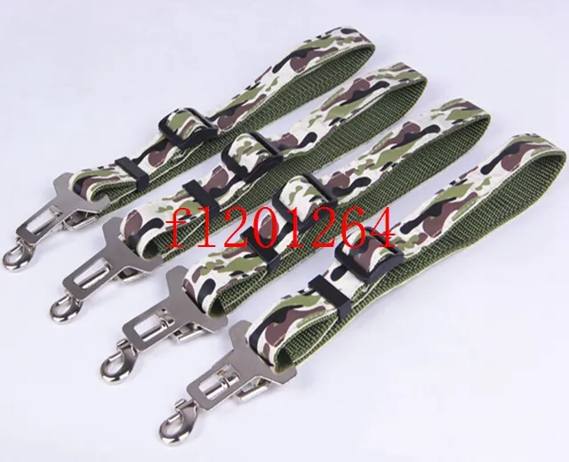 Camo Dog Car Clip Camouflage Pet Safety Seat Belt Leads 2.5x75cm Spedizione Fedex DHL gratuita, 100 pezzi / lotto