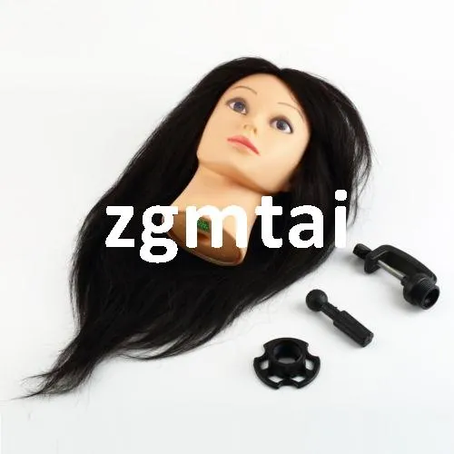 Details about 18" 100% Real Human Hair Hairdressing Training Head Clamp Salon Mannequin G9#E702