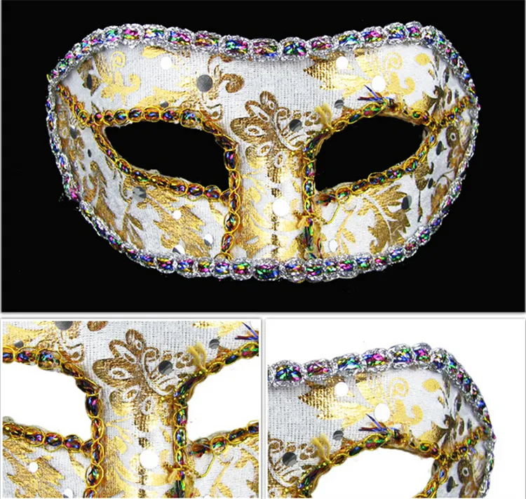 DHL Gratis Frakt Halv Ansiktsmask Halloween Masquerade Mask Man, Venedig, Italien, Flathead Lace Bright Cloth Masks, Party Masks