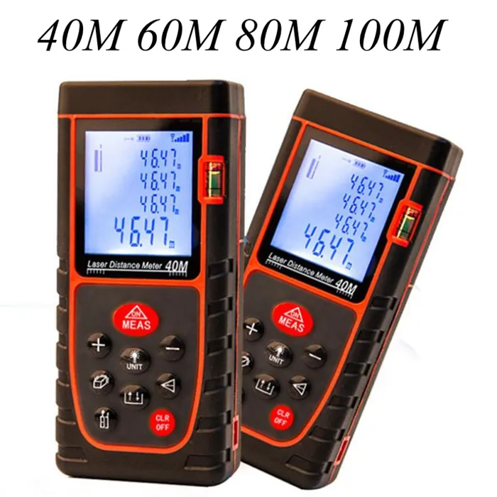 Freeshipping Digital Laser Distansmätare 40m 60m 80m 100m Laser Rangefinder Laser Tape Range Finder Trena Ruler Bygg Mått Roulette Tool