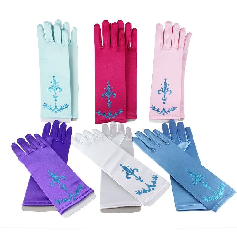 Kostüm Prinzessin Kinder Handschuhe für Mädchen Party Handschuhe lange Satin Cosplay verkleiden sich Zubehör Kinder lange blaue Handschuhe
