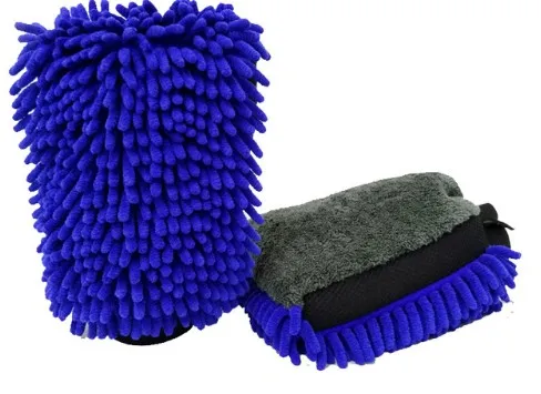 1Pc gants de lavage de voiture nettoyage éponge tissu brosse outils nettoyer fenêtre corail velours + chenille soins meubles verre nettoyant laveuse