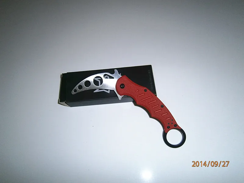 최고 품질의 새로운 Fox Karambit Training Folding 440C 블레이드 레드 G10 손잡이 여우 연습 나이프 나이프