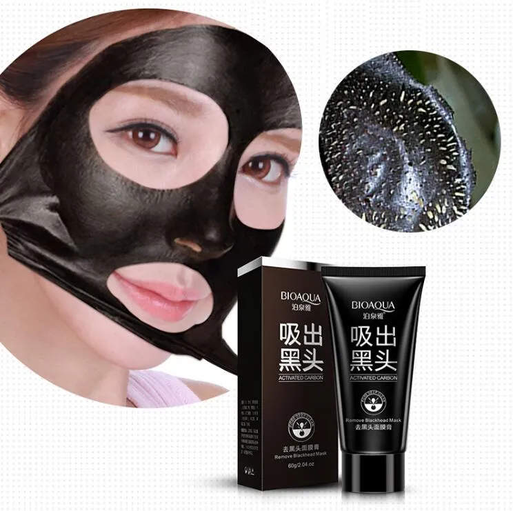 BioAqua 60g Deep Cleansing Purifying Peel Blackhead Remover Black Mud Acne Face Mask Face Care Sug Nose Blackhead Remover