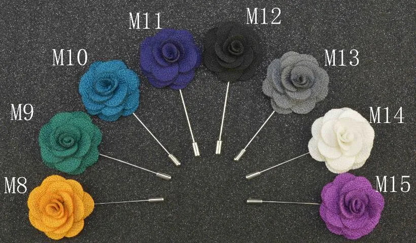 Lapel Flower Man Woman Camellia Handmade Boutonniere Stick Brooch Pin Men's Accessories in 