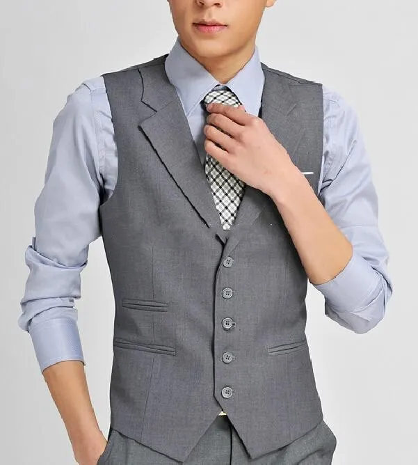 HOT -- Formal Grey Wool Men's Waistcoat 2018 New Arrival Fashion Groom Vests Casual Slim Vest 2019 Custom Made NO:30