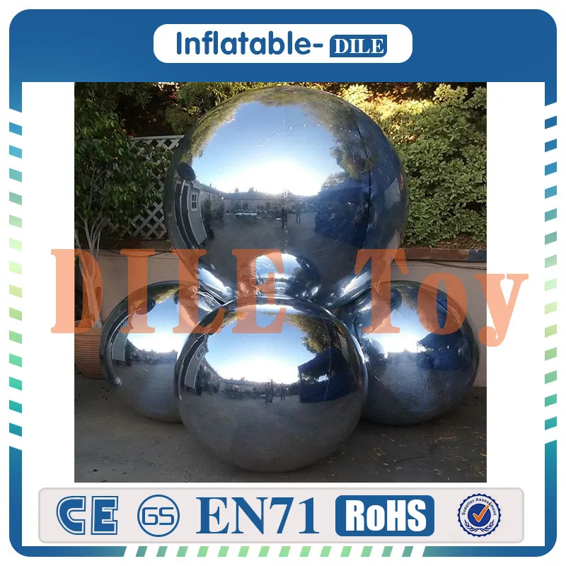 high quality 0.3mm PVC 0.8m diameter inflatable silver floating mirror ball for stage exhibition party