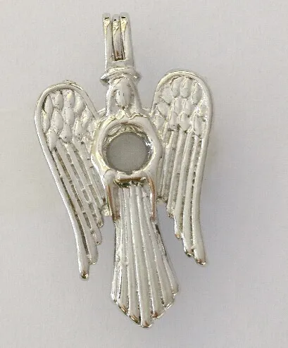 18kgp Déesse Perle/Cristal/Gemme Perle Cage Médaillons, La Vierge Marie avec des Ailes d'Ange Style Wish Pendentif pour DIY Bijoux de Mode Charmes