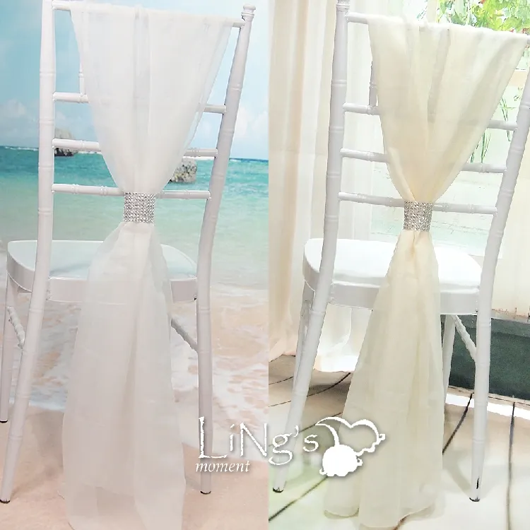 2017新しい到着の結婚式の椅子サッシトップクオリティ54 * 180cmの白い椅子が輝く銀のバックルが付いているサッシ