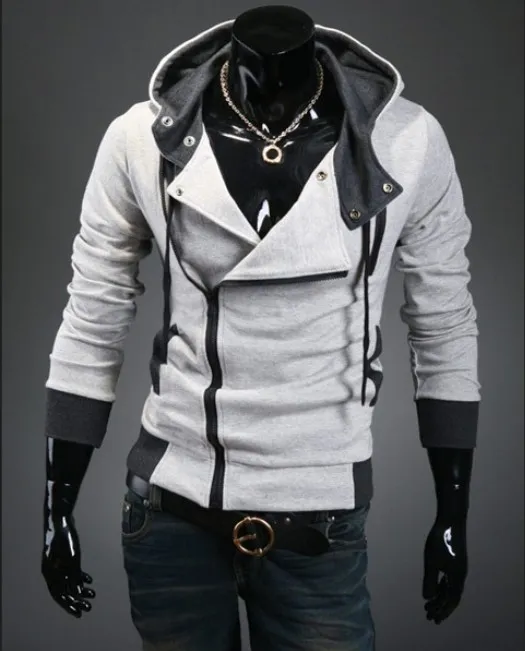 Hot Sale 2015 New Men's Hoodies Diagonal Zipper Design Fashion Casual Patchwork Cotton Blend Sprots Hoodie Plus Size 4XL Cardigans