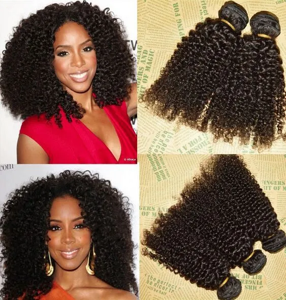 Non transformés Brésilien Péruvien Indien Malaisien Humain Remy Vierge Cheveux Crépus Bouclés Trame Cheveux Armure Extensions de Cheveux Couleur Naturelle 3 pcs