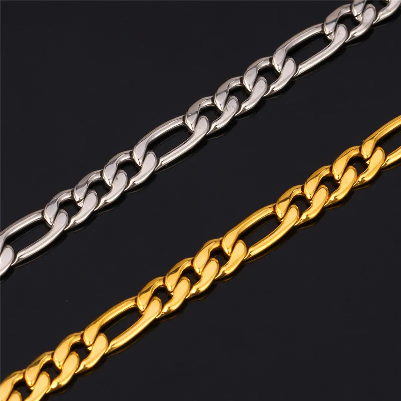 Nowy modny łańcuch Figaro Stale ze stali nierdzewnej Zestawy 18K prawdziwy złoto Pleted Grubny naszyjnik Bransoletka Mężczyzna YS226230D