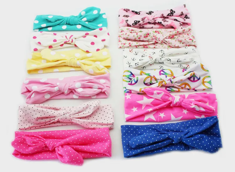 Christmas Bohemian Cotton Girl Baby Bow Headband Wave Point Turban Twist Head Wrap Twisted Knot Soft Hair Band Headbands Bandanas Hairbands