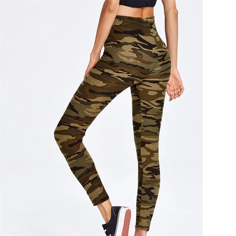 Camouflage Leggings High Waist Army Green Pants Sexy Print Workout