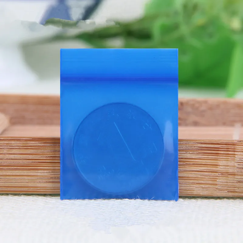 2.5x3cm Mini Sacs auto-étanches Fermeture à glissière en plastique bleu transparent Emballage Sacs d'emballage Thicken refermables Pouches Sac