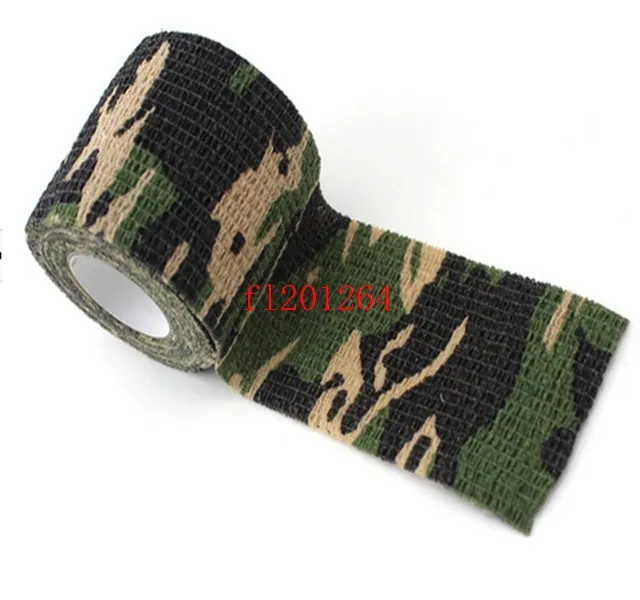 Frete Grátis Moda auto adesivo bandagem elástica Exército Camo Wrap Rifle Tiro Caça Camuflagem fita coesa 4.5 m