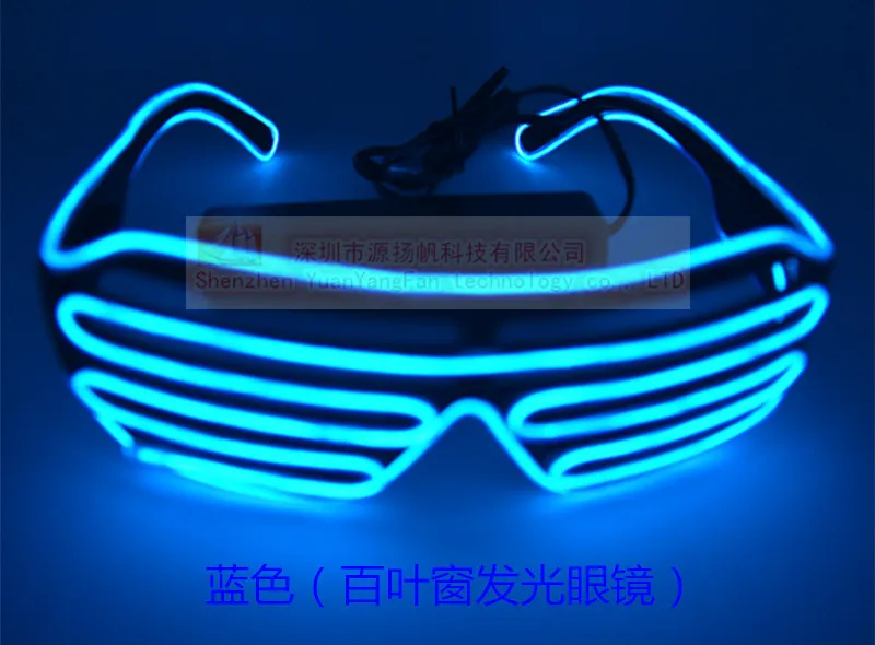 Simple El Glasses EL Wire Модный неоновый светодиодный светильник в форме затвора свечение солнцезащитные очки Rave Costume Party DJ яркие солнцезащитные очки
