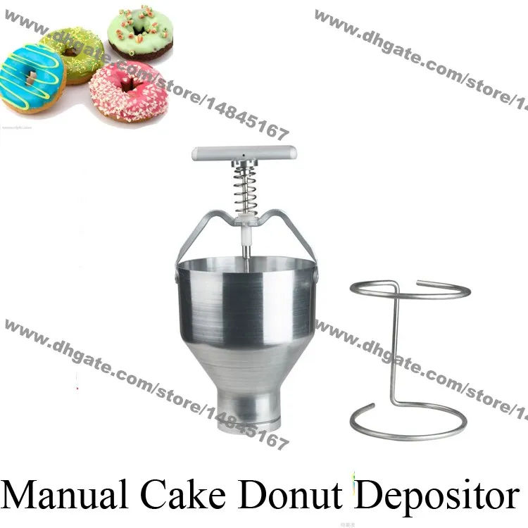 Stainless Steel Handheld Pancake Doughnut Donut Depositor Dropper Dispenser Cutter Maker with Stand Holder