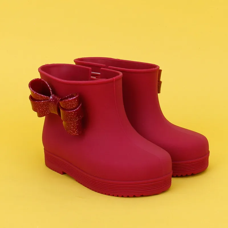 Mini Melissa crianças meninas rainshoes bonito Arco antiderrapante fundo macio crianças shoes botas de chuva 23-28 frete grátis C625