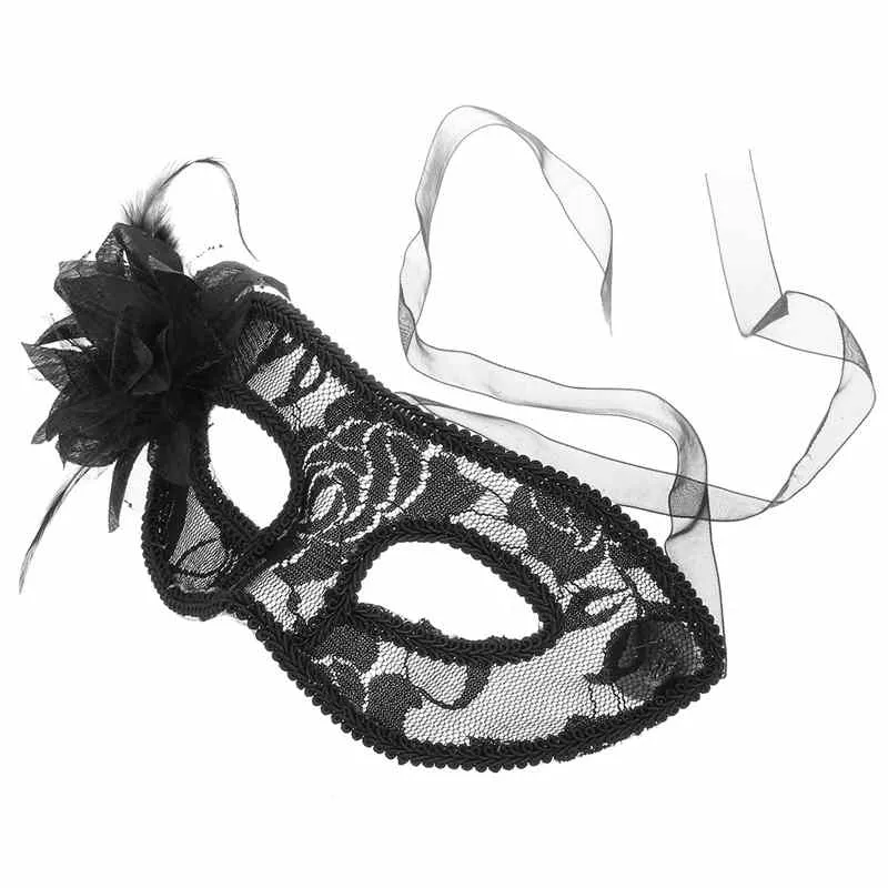 party Lovely Lace Feather Halloween Masquerades Eye Mask Fashion Elegant Lily Flower Mardi Gras Masks Venetian Party Half Face Masks For Christmas