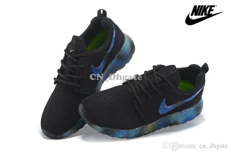 Campeonato Fortaleza Competencia 2015 Nike Run Roshe Negro Azul Galaxy Swoosh de los hombres de los zapatos  corrientes, barato