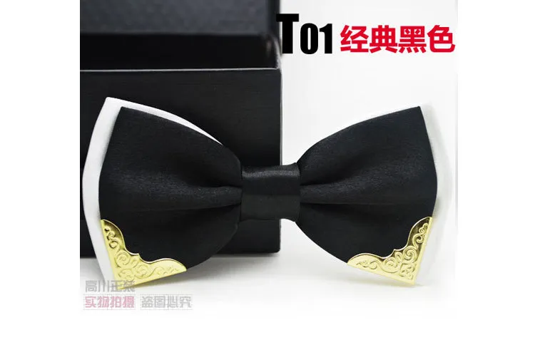 Metal Bow Ties Korean Silk Adjust the buckle Men's bowknot 18 solid colors Neck Tie Occupational tie for Father's Day tie Christmas Gift