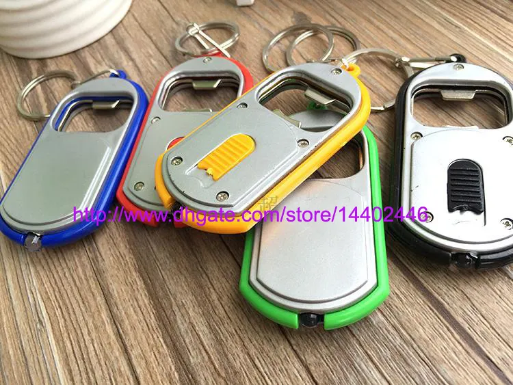 Fast DHL 3 in 1 Beer Can Bottle Opener LED Light Lamp Key Chain Key Ring Keychain Mixed colors