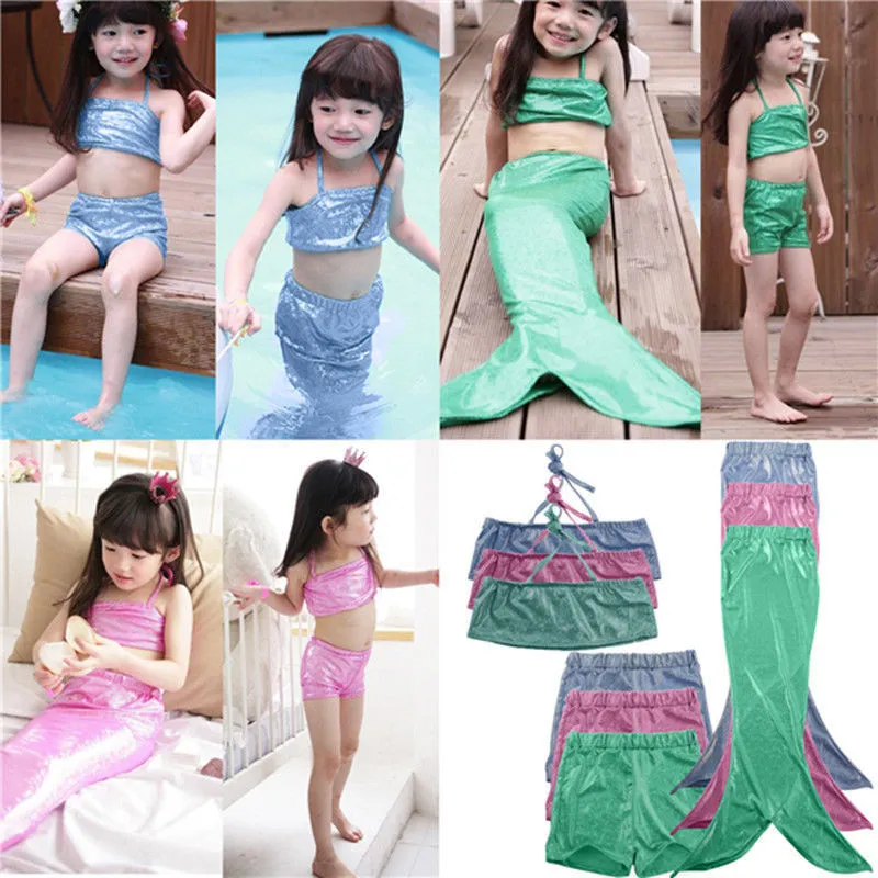 Déguisement Sirène Fille 3 Pièces Générique Paquet De 3 DéGuisement Sirene Fille, Maillot De Costume Bain Sirène 3 à 15 Ans