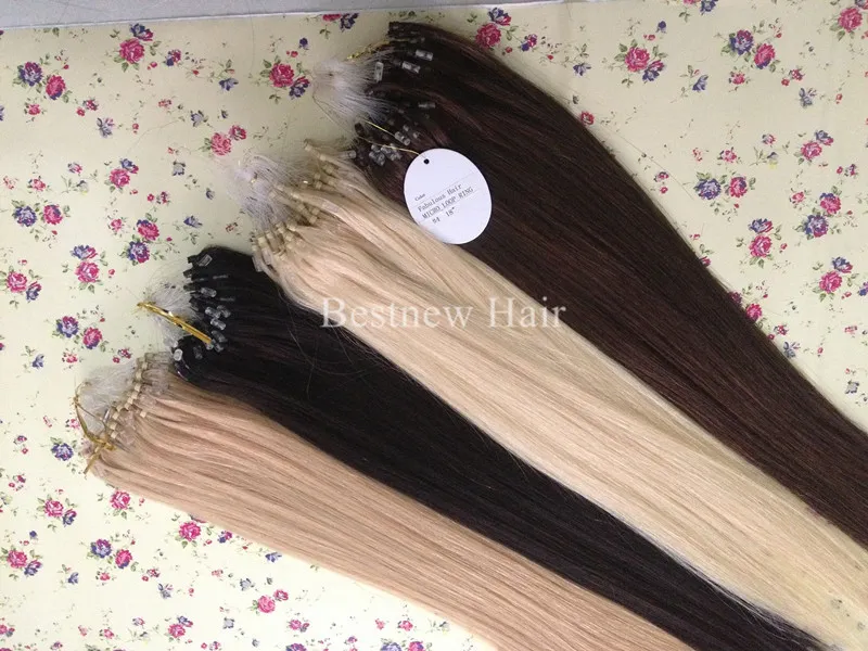Lummy Silicone Micro Rings Loop Hair Extensions 16quot24quot Indian Remy Human Hair 1gs 100Spack Silk Straight9212382