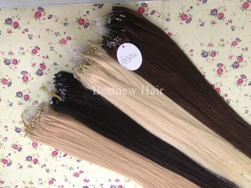 LUMMY Silicone Micro Rings Loop Hair Extensions 16quot24quot Indian Remy Human Hair 1GS 100SPack Silk Straight3046788