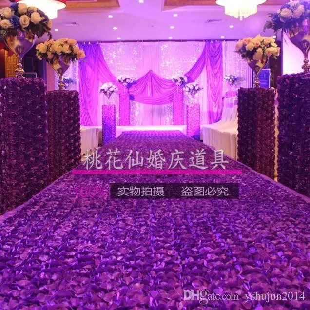 1,4 m Bredd Romantisk Bröllopsmatta 3D Rose Petal Carpet Aisle Runner för Bröllop Bakgrund Centerpieces Favoriter Party Decoration Supplies