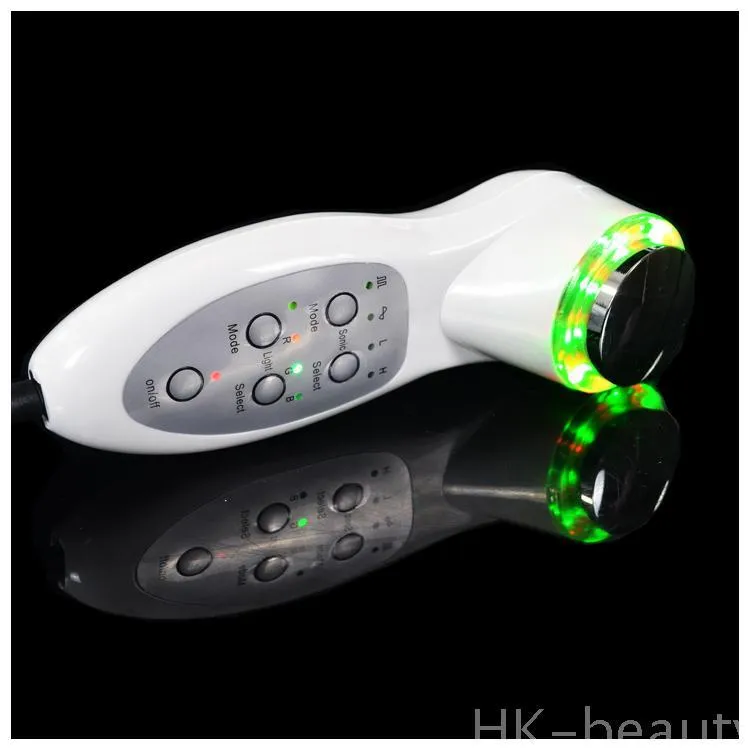 Portable 3MH 7 Mode Led Photon ultrasons ultrasons visage visage soins de la peau nettoyant anti-rides beauté Instrument masseur