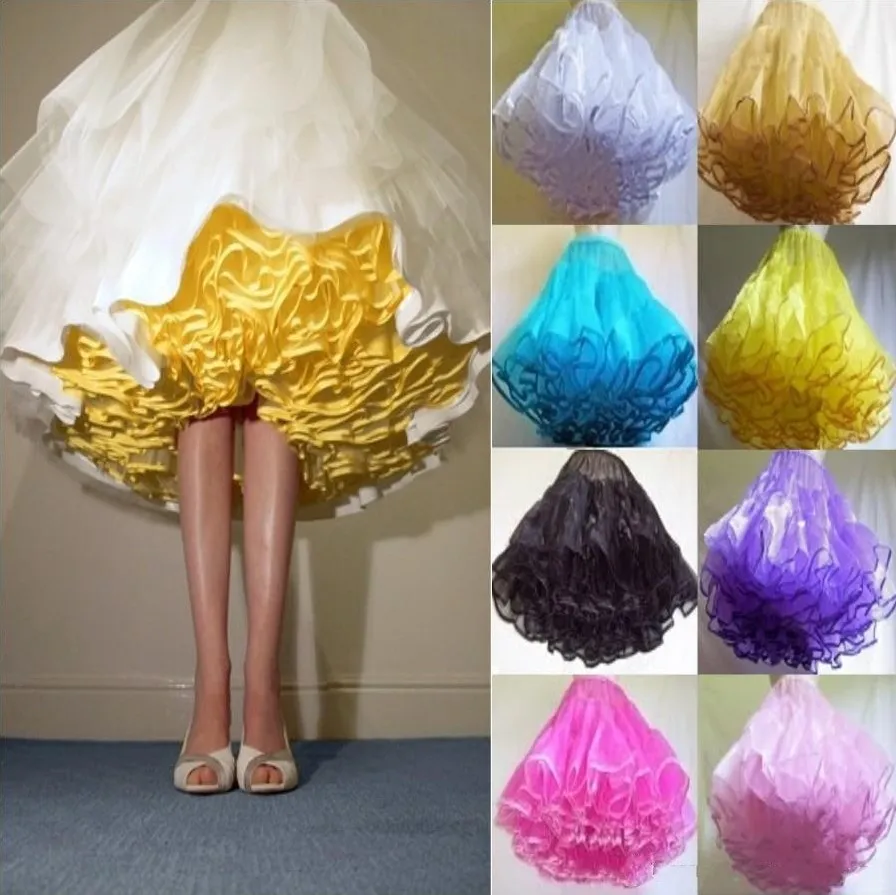 Flauschige geraffte Petticoats Mini Kurzlange Sonderanfertigte Rüschen Tüll Bunte Petticoat 1950er Jahre Stil 2015 Tutu Röcke Unterkirt für Kleider