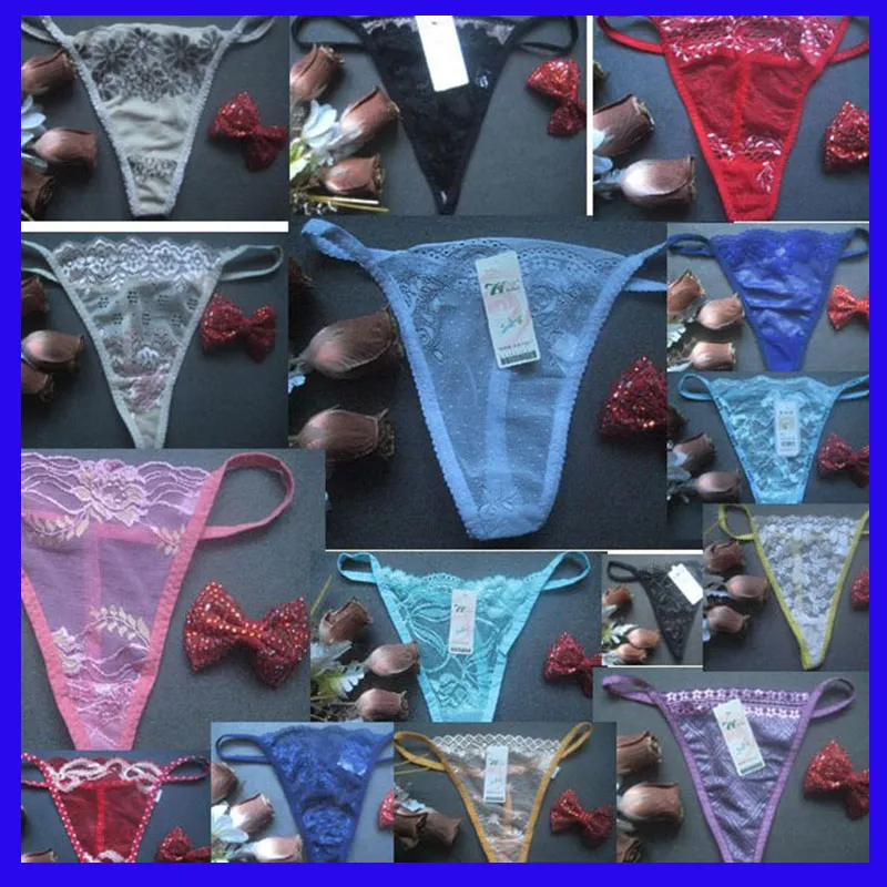 Sexy lace Underwear G String Thongs Panties T Back LINGERIE women lady multicolor floral peen bikini panty cheap on sale 190230